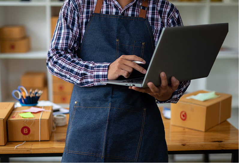 entrepreneur working on a laptop