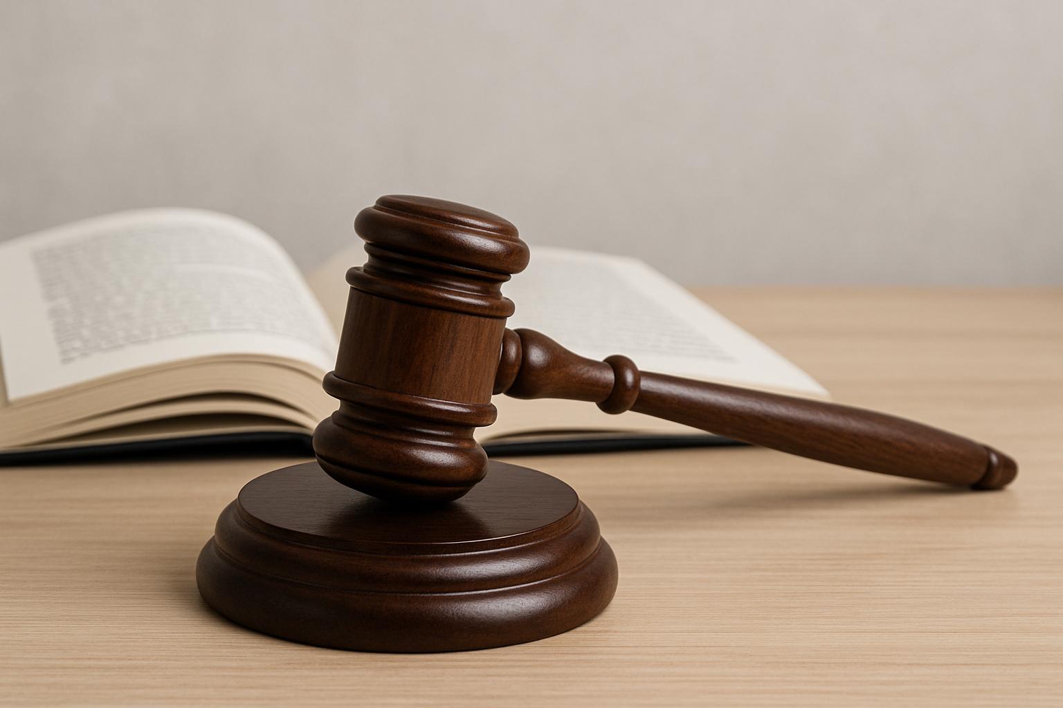 gavel on table with a book