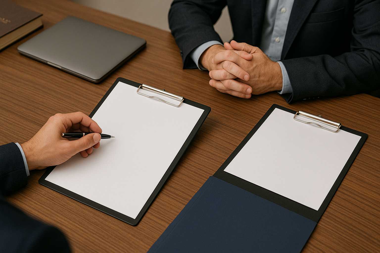 businessmen talking in office