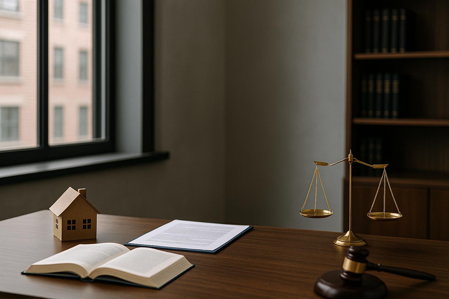 lawyer's desk with model of a house