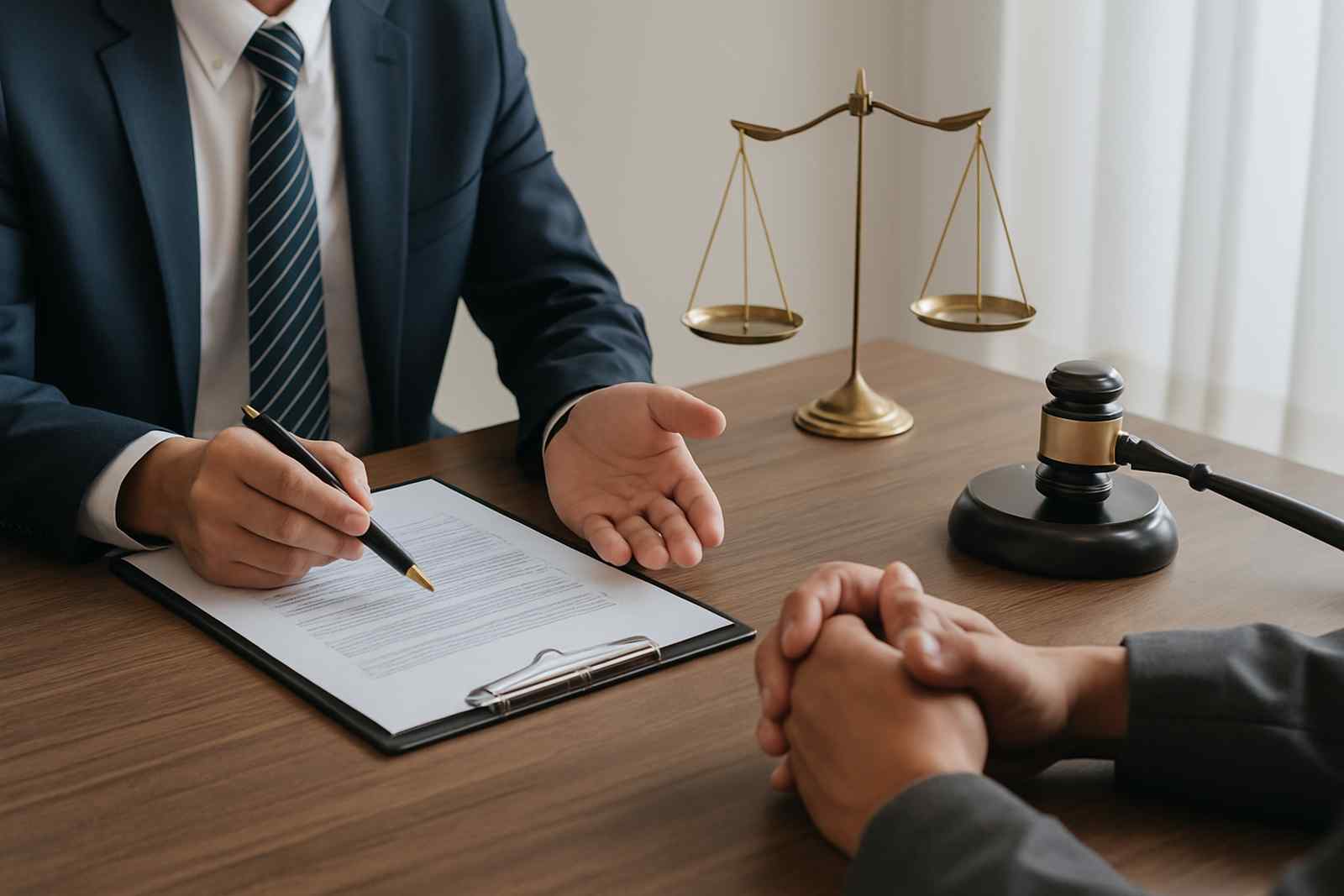 lawyer and client talking